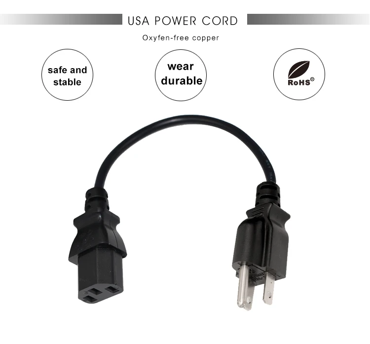 6FT 14AWG Power Cord Cable with 3-Conductor Copper Power Connector Socket