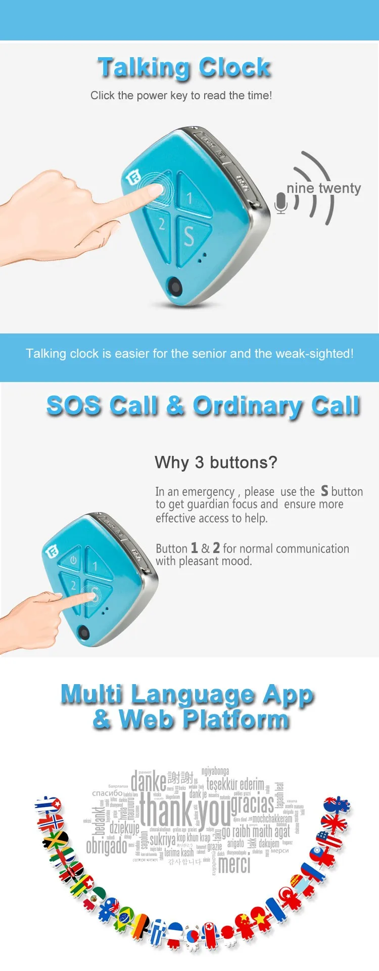 new product 3g children necklace personal gps tracker mini for kids elderly with camera