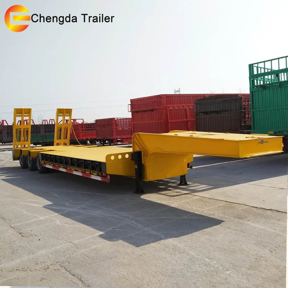 4 Axle Low Bed 120 Tons Lowbed Truck Semi Trailer - Buy 100 Ton Lowboy ...