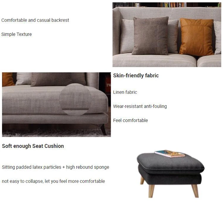 Linen fabric sofa wooden furniture living room model imported sofa set