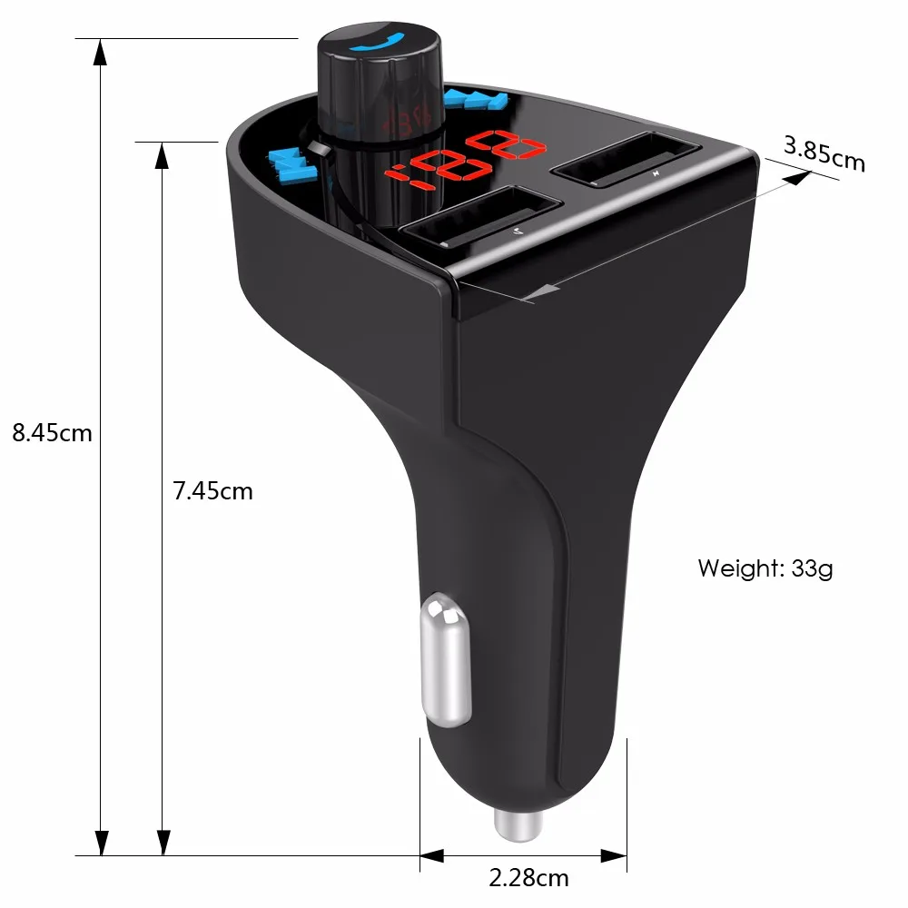 2018 Car Mp3 Player Bluetooth Handsfree Car Fm Transmitter With Dual