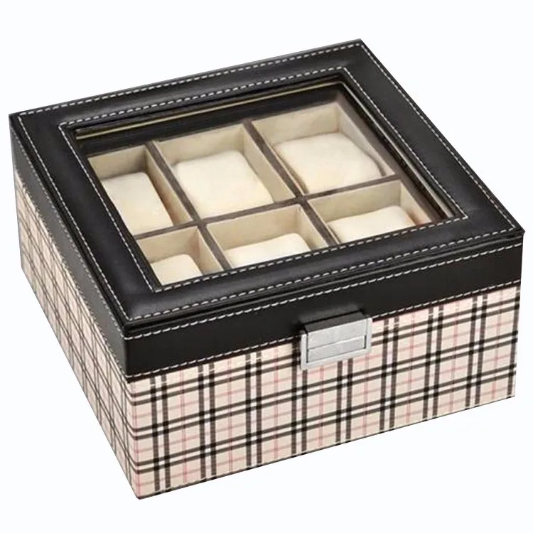 Luxury Wooden 6 Slots Empty Watch Gift Boxes With Window Lid Buy