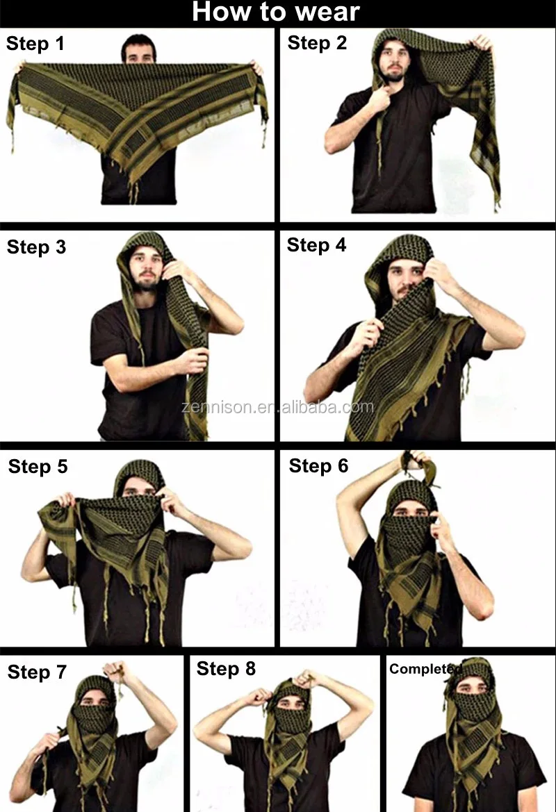 2020 New Design 100 Cotton Shemagh Scarf / Keffiyeh Military Tactical