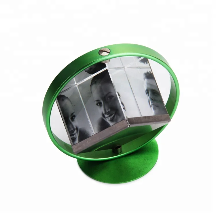 rotating crystal cube photo frame