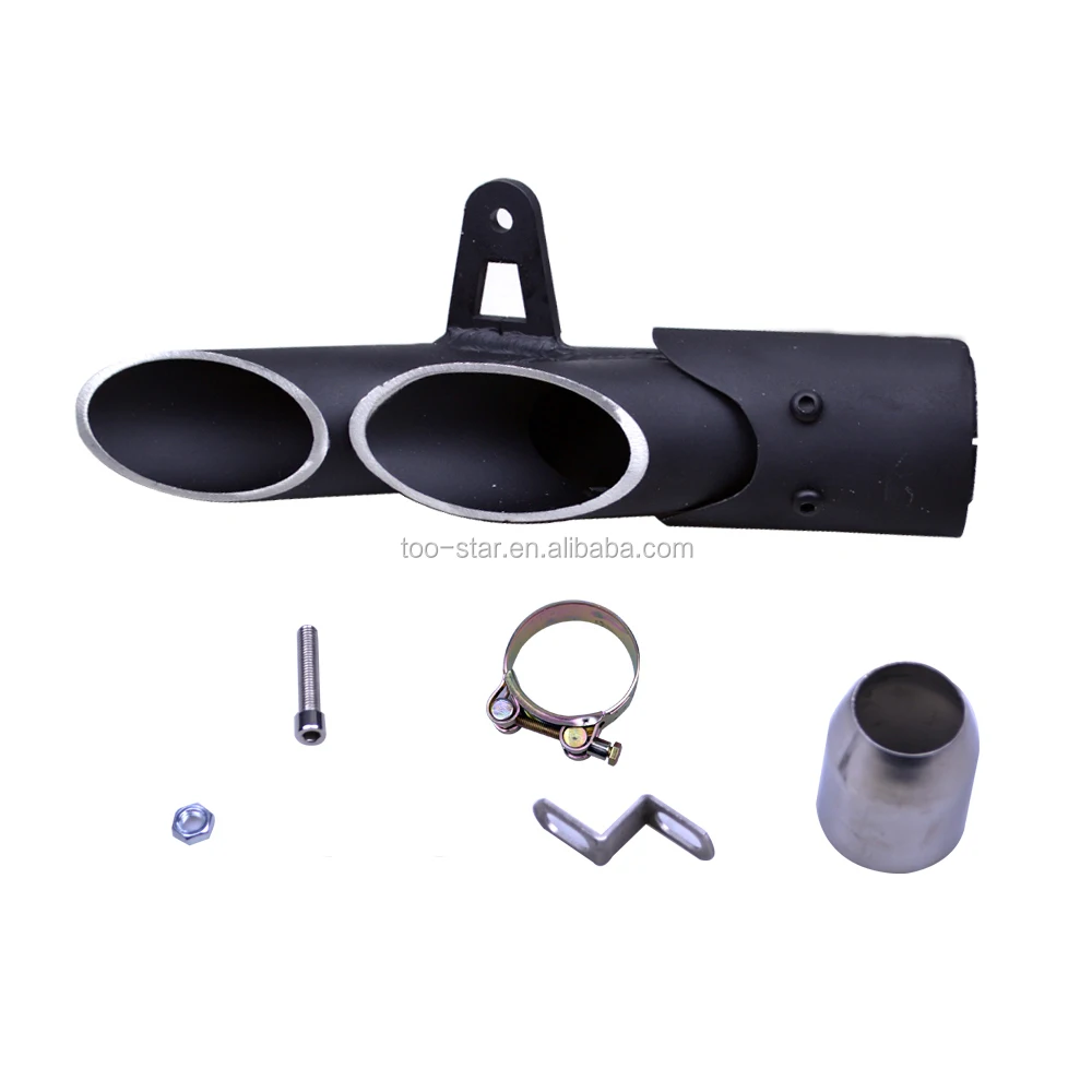 Twohole Aluminum Motorcycle Exhaust Muffler Pipe Kit +3851mm Clamp