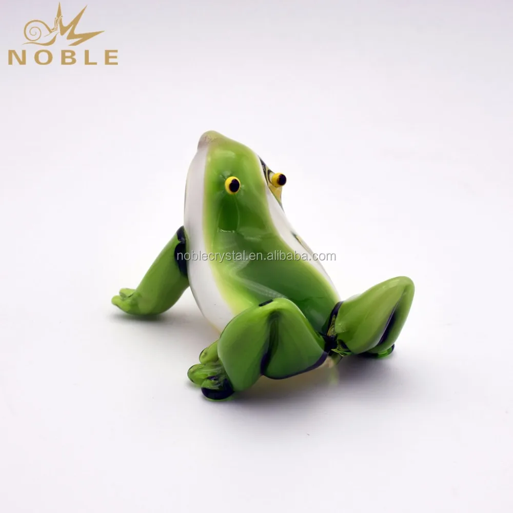 Handmade Blown Glass Craft Home Decoration Gift Art Glass Green Frog