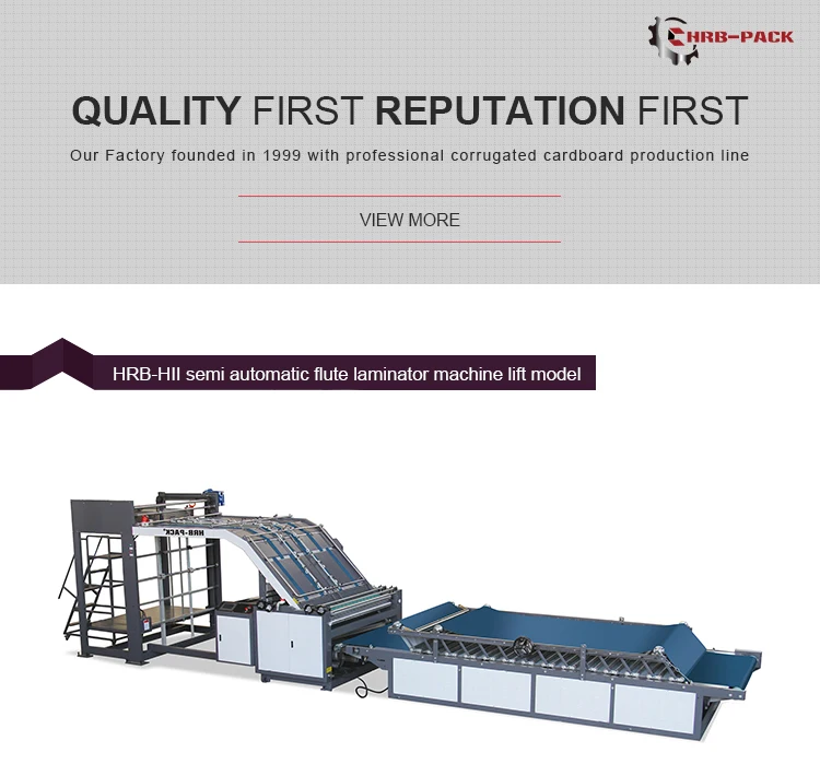 HRB-HII Semi Automatic Flute Laminator Machine Lift Model