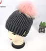 Fashion Winter Women raccoon fur pompoms wool beane hat