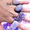 Natural rock amethyst quartz crystal cluster ring