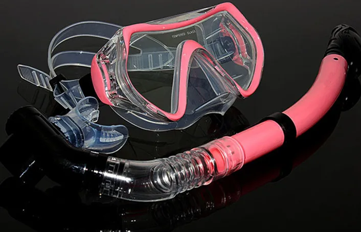 OEM Design Tempered Glass Snorkeling Mask Full Dry Diving Mask Set Waterproof Swimming Goggles