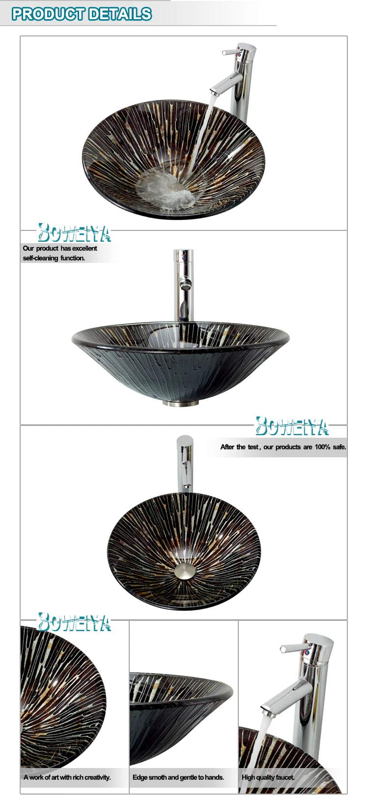 Cheap Sanitary Ware Portable Round Hand Glass Vessel Wash Basin Price