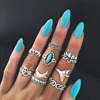 9Pcs/set Bohemian Vintage Moon Shape Silver Gold Plated Knuckle Nail Midi Finger Metal Ring Women Ring Set