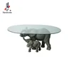 Resin Elephant Family Glass Coffee Table