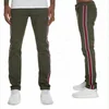 2018 Taped Denim Jeans in Olive w/ Red Blue White Stripes