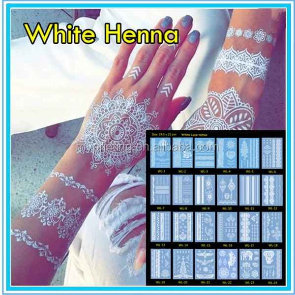 Grosir putih henna tattoo sticker Tato temporer ID produk 