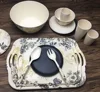 2019 new design custom decal printing BBQ picnic bamboo fiber melamine dinner set