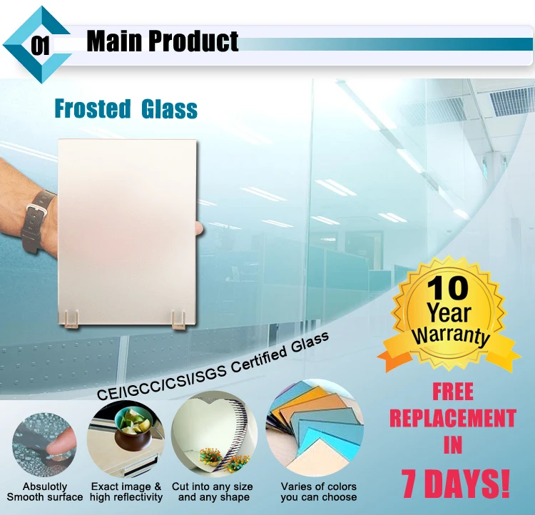 10mm Tempered Frosted Glass Panels Cost Per Square Foot For Partition