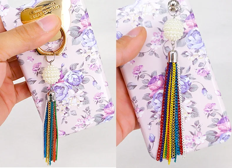 Yongze fashion colorful metal tassel with mini rhinestones ball keychain decoration