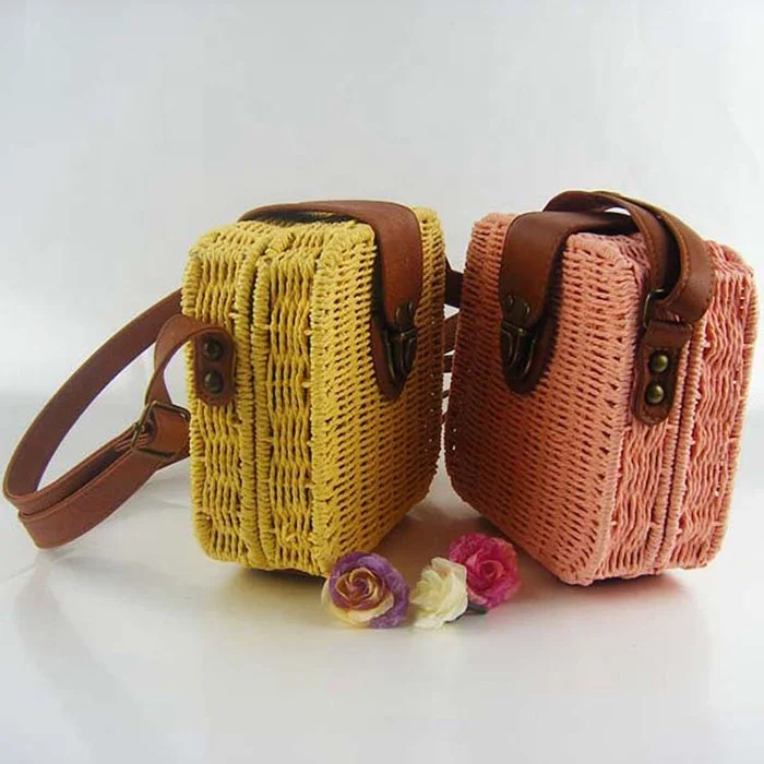 Candy Color Square Lovely Straw Woven Satchel Messenger Women Rattan Beach Crossbody Shoulder Bag.jpg