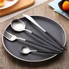 Wholesale modern luxury 18/10 hand forged stainless steel black and silver dinnerware wedding flatware