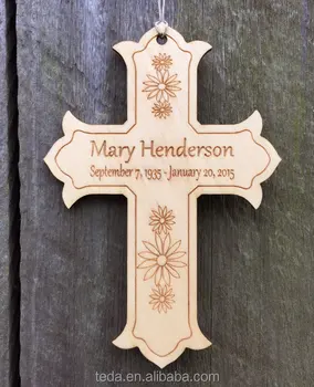 Download Personalized Engraved Flower Cross Memorial Ornaments ...