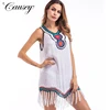 Pure Bamboo Cotton Women Top Multicolor Embroidery Blouse Ladies Indian Sexy Top With Tassel Lady Blouse