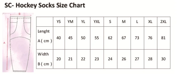 Ice Hockey Socks Size Chart