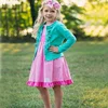 Little girls autumn set princess dress matching knit cotton coat stripe ruffle baby outwear cloth