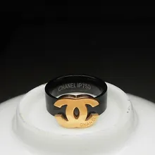luxury atmosphere small fragrant black titanium steel rose gold ring for women index finger tail refer to two C female models.