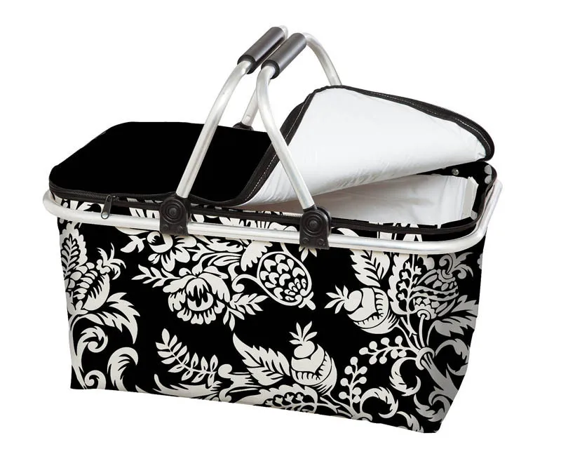 Promotional Customized Green Canvas Basket Storage Nifty Insulated Cooler Basket Collapsible