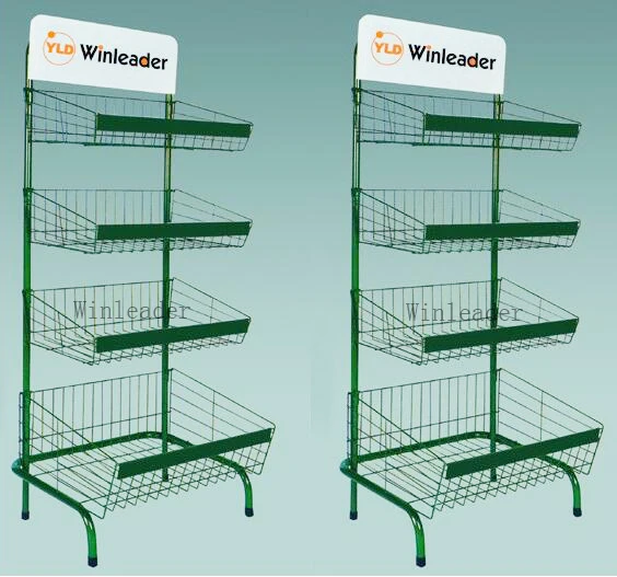 Metal Supermarket Snacks Display Rack / Food Bread Shelf / Stationery