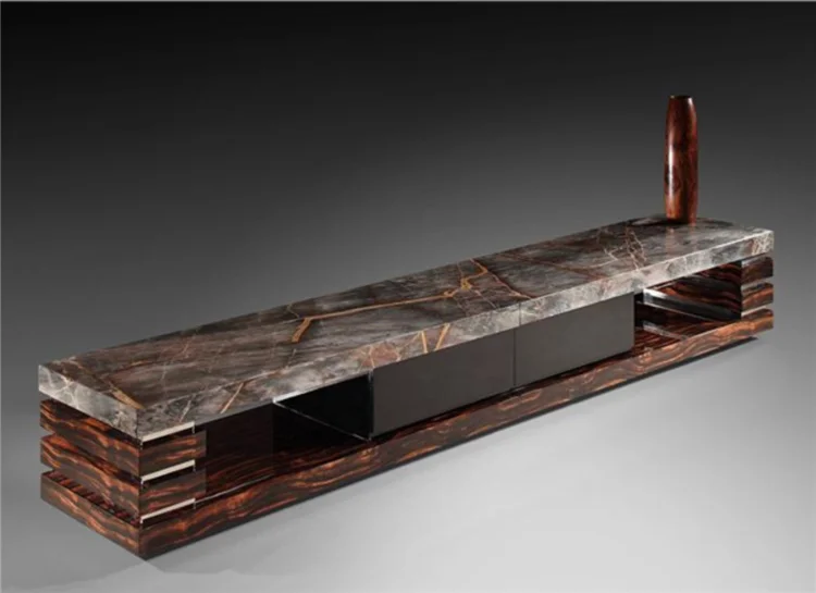 Modern Italian Nature Marble Top Tv Stand With Drawer For Living Room