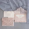 Envelope Style Cheap Muslim Design Blush Laser Cut Pocket Wedding Invitations