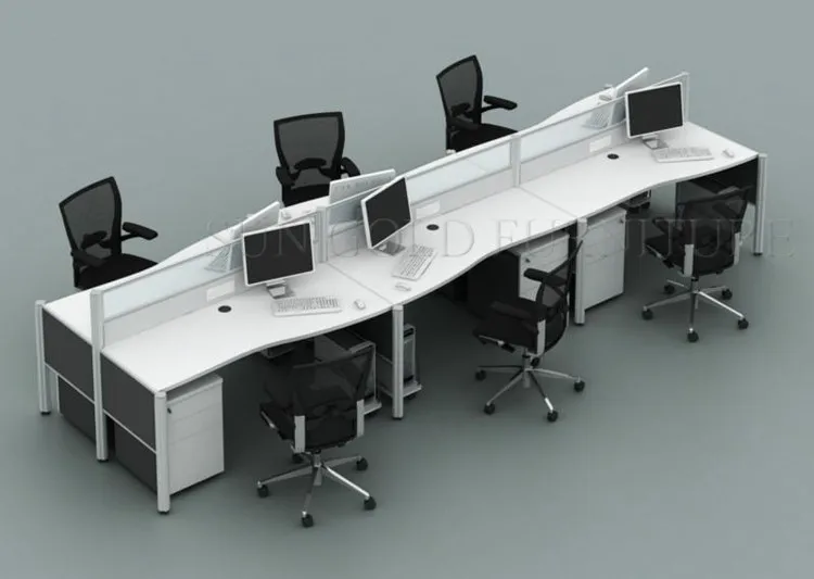 Round Office Workstation Partition Concentrated Cubicle For Small ...