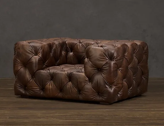 Us 859 0 Living Room Sofa European Style Wood Oil Wax Full Leather 1 Seater Chair Chesterfield In Sofas From Furniture