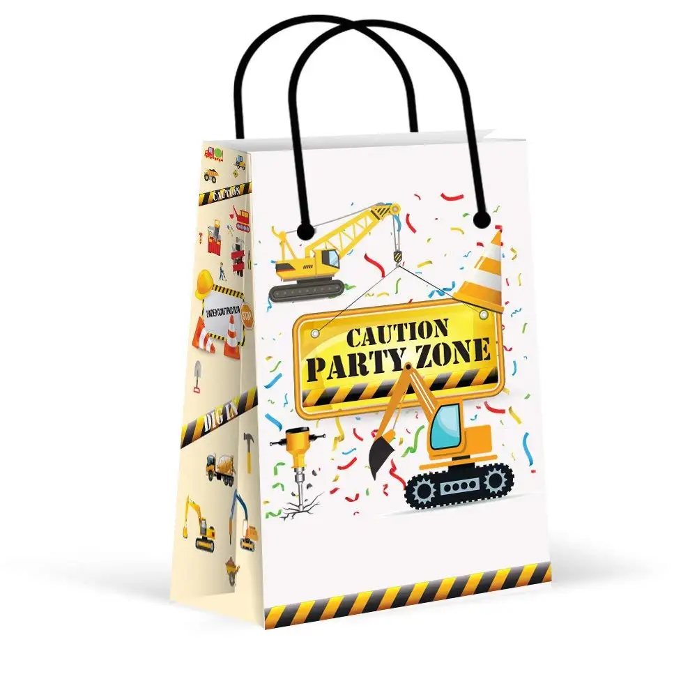 LARZN Premium Construction Party Bags, Boys Party Favor Bags , New, Treat Bags, Gift Bags ,Goody Bags,Construction Party Favors, Construction Party Supplies, Decorations, 12 Pack