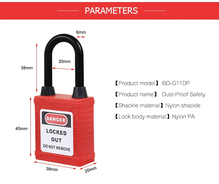 Boshi Industrial Nylon Safety Products Lock Padlock With Dust-proof
