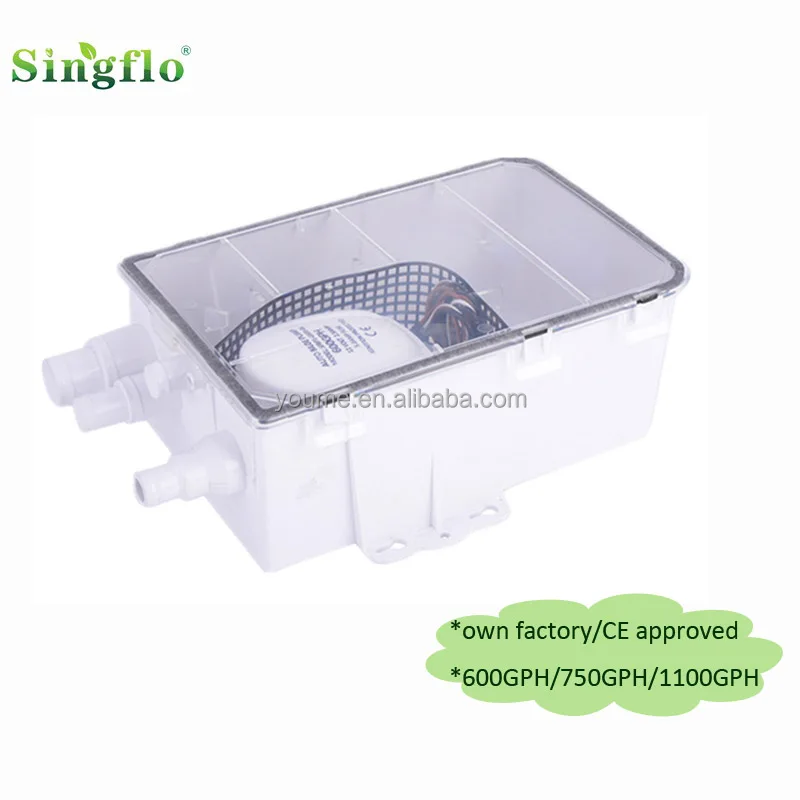 Shower Sump System Pump Drain Kit,12V 750GPH Multi-port Inlet for Caravan//Boat