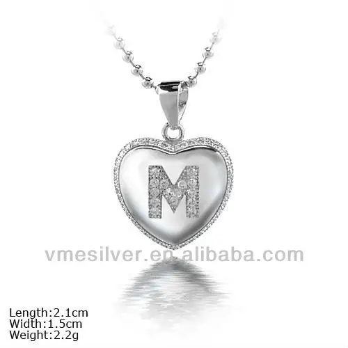 Pzk 0069 925 Sterling Silver M Letter Heart Pendant With Cz Stones Buy Alphabet Pendant Silver Pendant With Cz Stone Micro Pave Silver Pendant Product On Alibaba Com