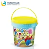 Wholesale IML hallowmas waterproof recycled small round clear chocolate packaging plastic candy containers with lid and handle