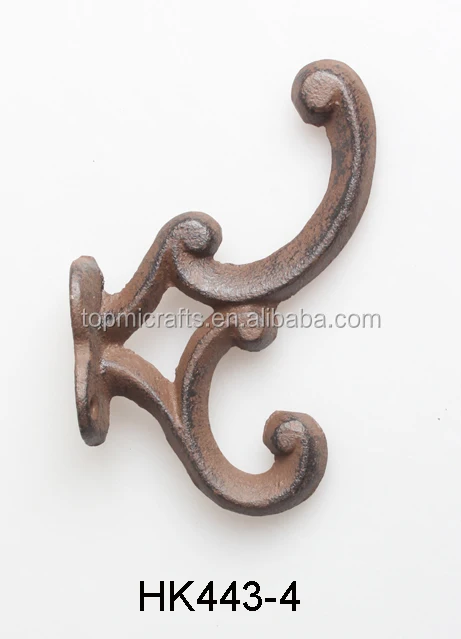 Antique-Style Double Rustic School COAT HOOK Cast Iron Wall Mount Hardware New 