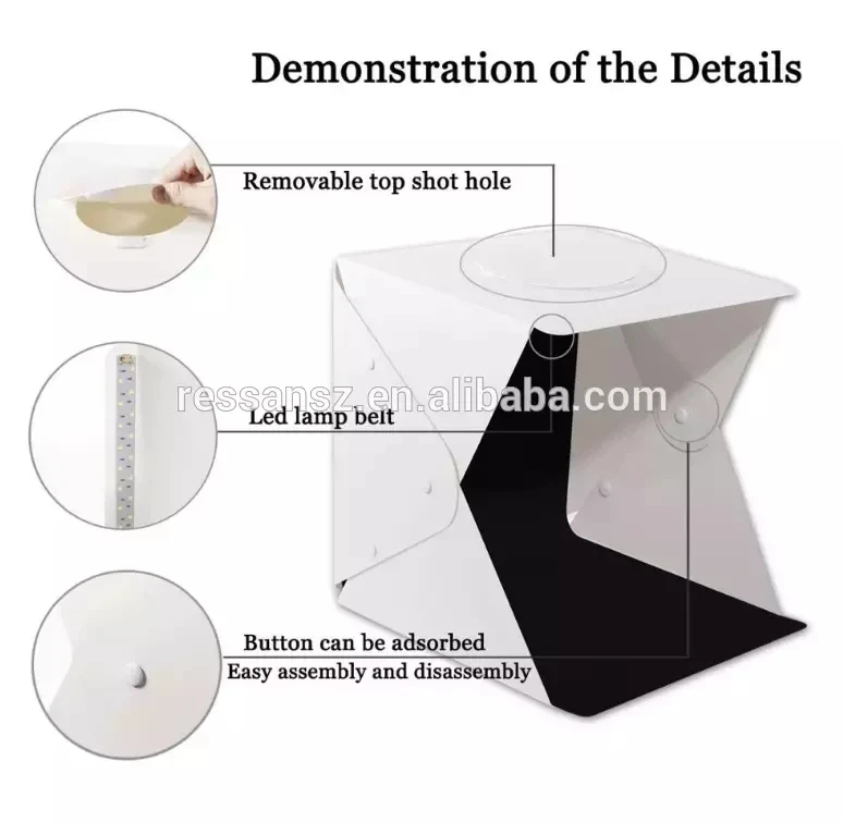 20cm Portable Foldable Photo Shooting Studio Light Box With Led
