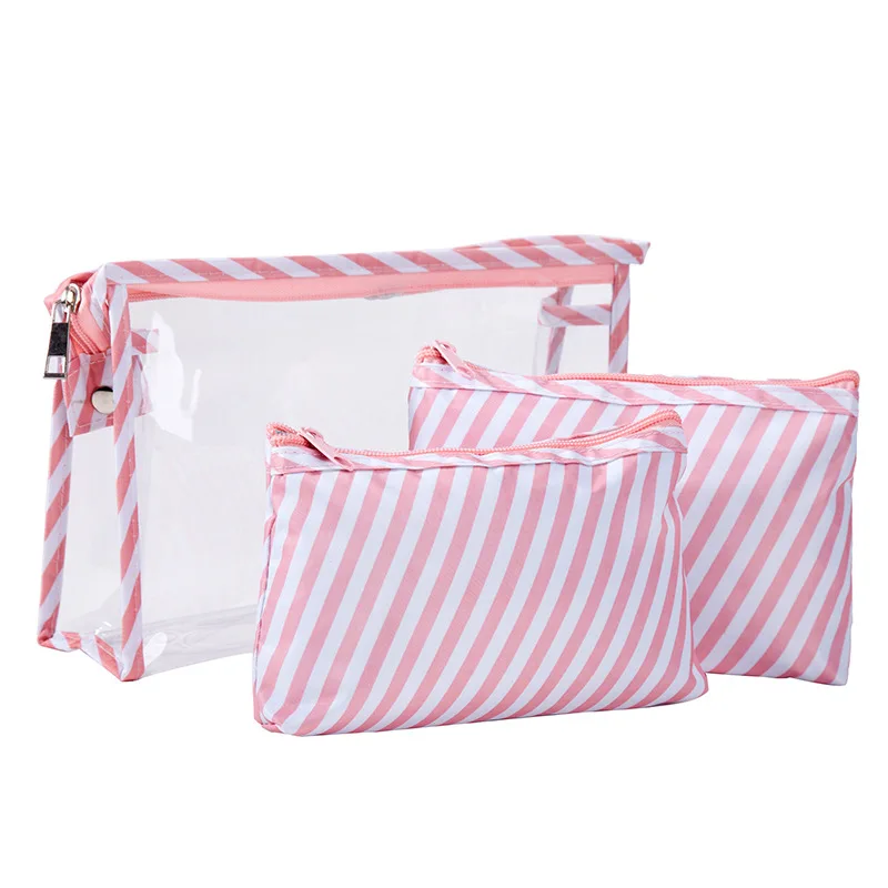 Wholesale Fashion Transparent Pvc Cosmetic Bag Set 3 In 1 Set Clear Pvc ...