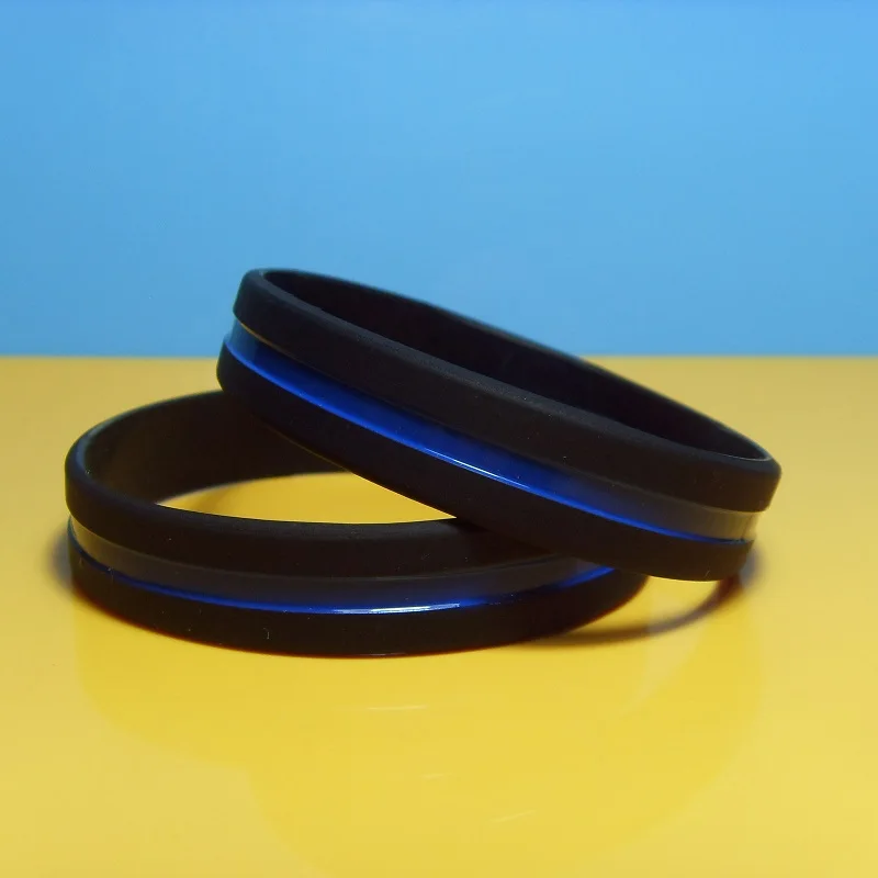 Thin Blue Line Debossed Silicone Wristbands And Color Thin Blue Line Debossed Silicone Wristbands And Color Filled Bracelets American