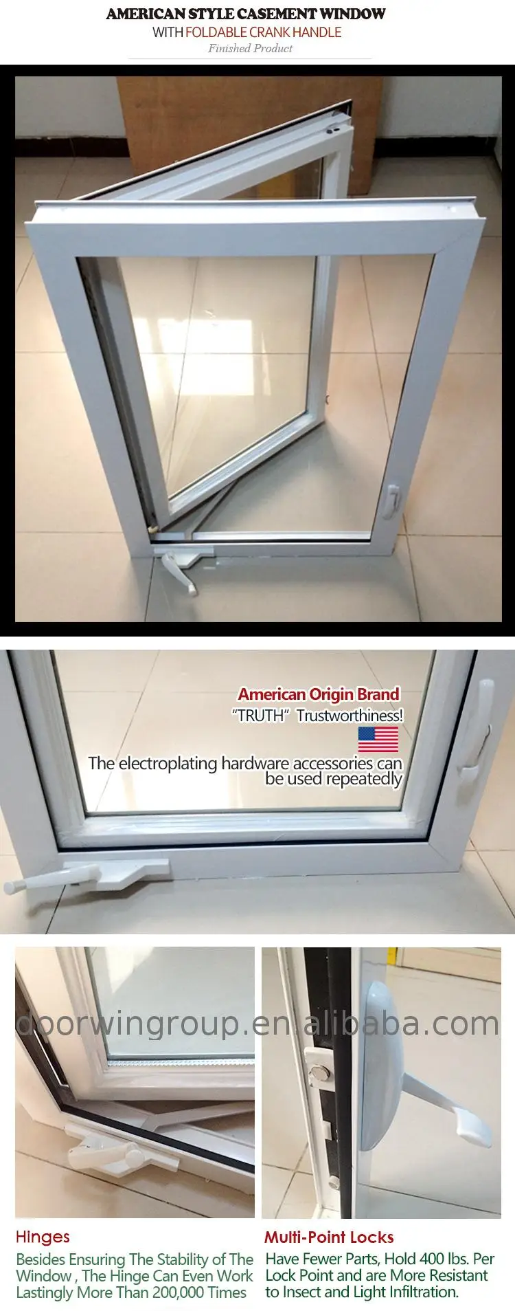 American Style House Aluminum Crank Open Handle Casement Window
