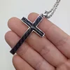High quality jewelry hip hop cross black stone glow dark necklace