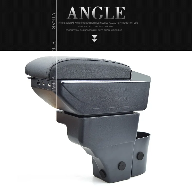 Vtear For Nissan Note Armrest Leather Usb Interface Storage Box Red