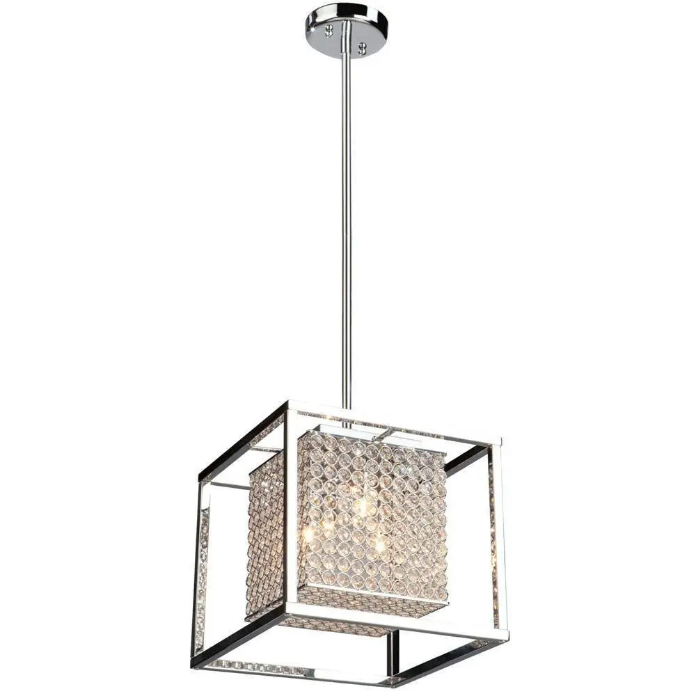 Usa Warehouse New 4 Lamp Crystal Square Shade Pendant Chrome Usa Warehouse New 4 Lamp Crystal Square Shade Pendant Chrome Kitchen Lighting Fixture Light