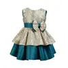 green indian 3 year old baby girl christmas party dress children frocks designs with bow