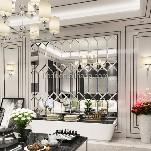 Customized Decorative Rhombus Spell Mirror Art Background Tv Wall